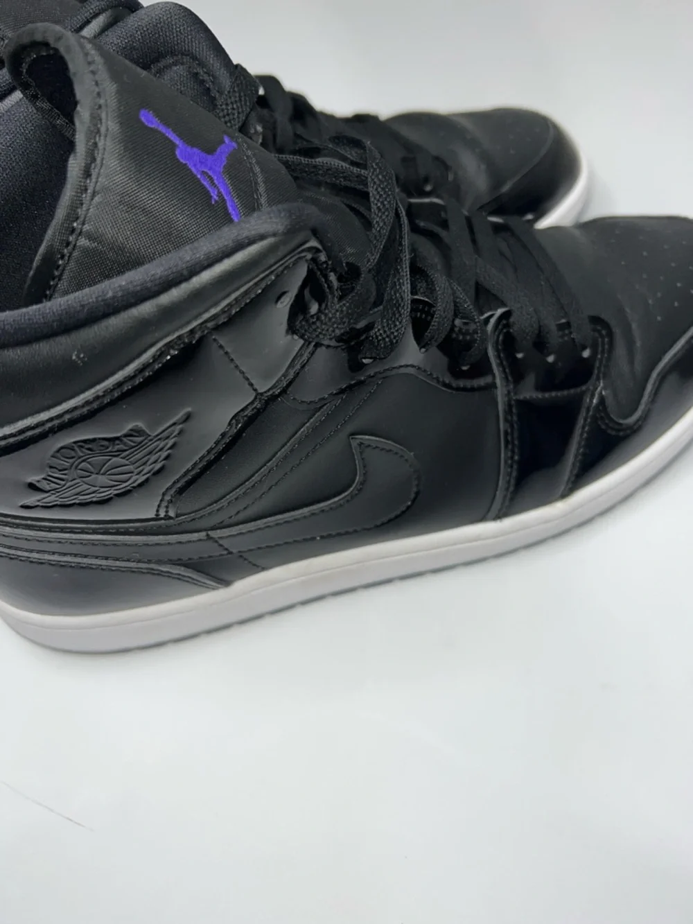 Air Jordan 1 Mid Black Patent Leather Sneakers  Men's size 13